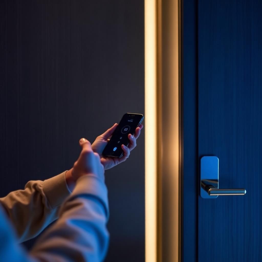 Gäst låser upp hotellrum med mobilen – nyckelfri incheckning